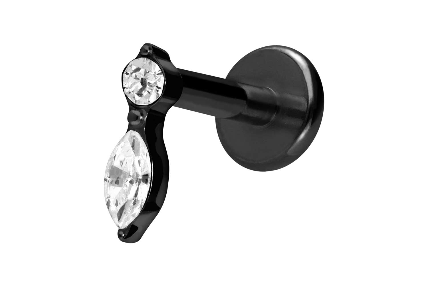 Titan Labret Piercing mit Innengewinde KRISTALLBLATT